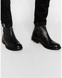Мужские черные кожаные ботинки челси от Jack and Jones