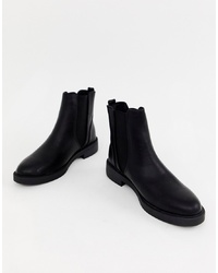 Женские черные кожаные ботинки челси от New Look