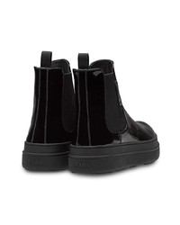 Женские черные кожаные ботинки челси от Prada