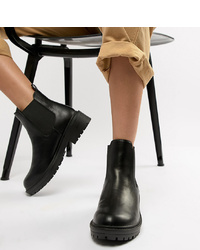 Женские черные кожаные ботинки челси от Raid Wide Fit
