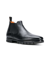 Мужские черные кожаные ботинки челси от Santoni