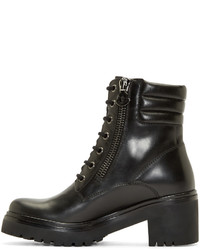 Женские черные кожаные ботинки от Moncler