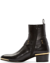 Мужские черные кожаные ботинки от Versace