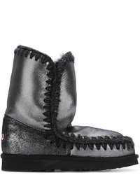 Женские черные кожаные ботинки от Mou