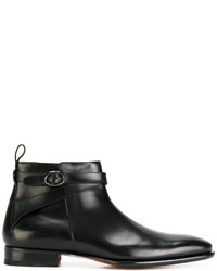 Мужские черные кожаные ботинки от Santoni