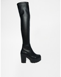 Черные кожаные ботфорты от Asos