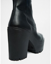 Черные кожаные ботфорты от Asos