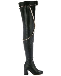 Черные кожаные ботфорты от Olgana