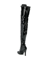 Черные кожаные ботфорты от Moschino