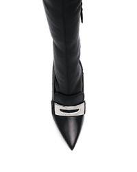 Черные кожаные ботфорты от Alexander McQueen