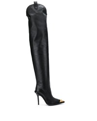 Черные кожаные ботфорты от Versace