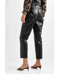 Женские черные кожаные брюки-галифе от Nanushka