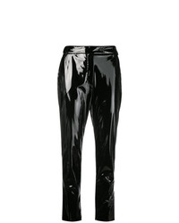 Женские черные кожаные брюки-галифе от MSGM