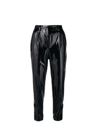 Женские черные кожаные брюки-галифе от N°21