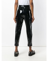 Женские черные кожаные брюки-галифе от N°21