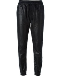 Женские черные кожаные брюки-галифе от R 13