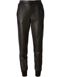Женские черные кожаные брюки-галифе от Vince