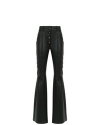 Черные кожаные брюки-клеш от Andrea Bogosian