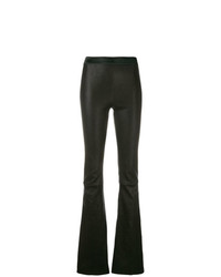 Черные кожаные брюки-клеш от Drome