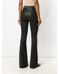 Черные кожаные брюки-клеш от Drome