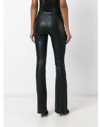 Черные кожаные брюки-клеш от PIERRE BALMAIN