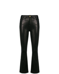Черные кожаные брюки-клеш от Frame Denim