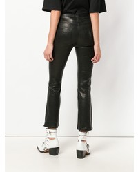 Черные кожаные брюки-клеш от Frame Denim