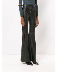 Черные кожаные брюки-клеш от Andrea Bogosian