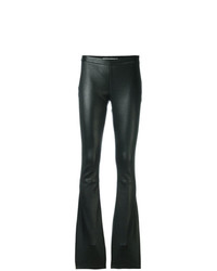 Черные кожаные брюки-клеш от PIERRE BALMAIN