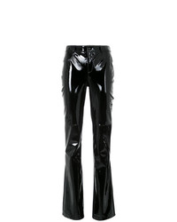 Черные кожаные брюки-клеш от Tufi Duek