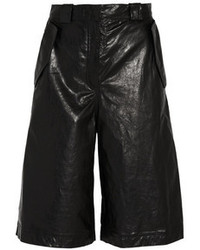 Черные кожаные брюки-кюлоты от Acne Studios