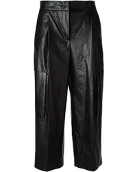 Черные кожаные брюки-кюлоты от MSGM