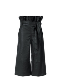 Черные кожаные брюки-кюлоты от Olympiah