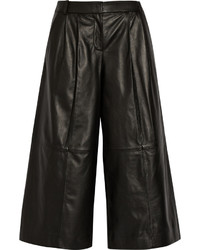 Черные кожаные брюки-кюлоты от Tibi