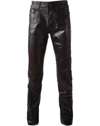 Черные кожаные брюки чинос от Diesel Black Gold