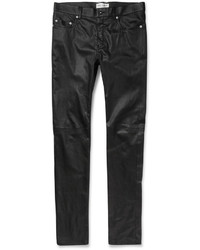 Черные кожаные брюки чинос от Saint Laurent