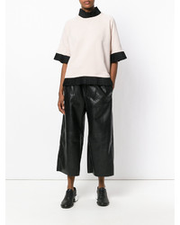 Женские черные кожаные брюки от MM6 MAISON MARGIELA