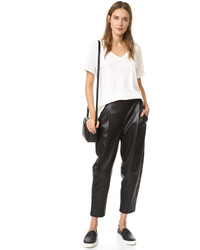 Женские черные кожаные брюки от Vince