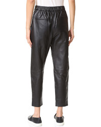 Женские черные кожаные брюки от Vince