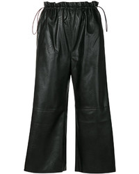 Женские черные кожаные брюки от MM6 MAISON MARGIELA