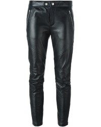 Женские черные кожаные брюки от Saint Laurent