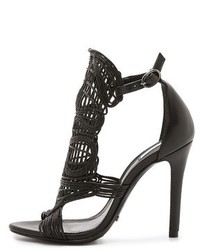 Черные кожаные высокие гладиаторы от Schutz