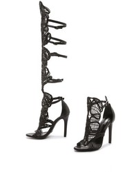 Черные кожаные высокие гладиаторы от Schutz