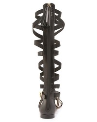 Черные кожаные высокие гладиаторы от MSGM