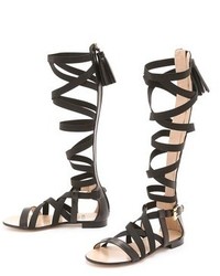 Черные кожаные высокие гладиаторы от MSGM