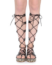 Черные кожаные высокие гладиаторы от Loeffler Randall