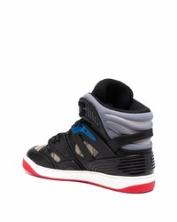 Мужские черные кожаные высокие кеды с принтом от Gucci