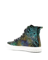 Мужские черные кожаные высокие кеды с принтом от Giuseppe Zanotti