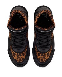 Мужские черные кожаные высокие кеды с принтом от Giuseppe Zanotti