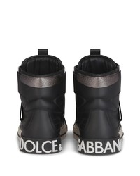 Мужские черные кожаные высокие кеды с принтом от Dolce & Gabbana